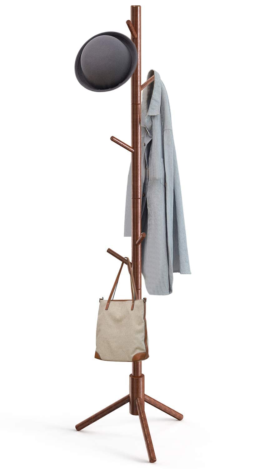 Buy Pipishell Sturdy Wooden Coat Stand, 3 Adjustable Sizes Coat Tree with 8 Hooks, Coat Stands
