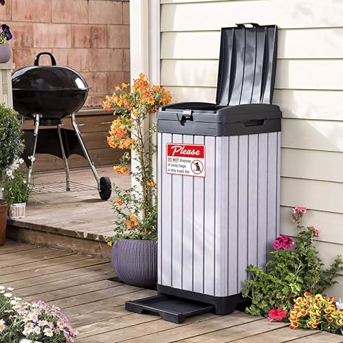 Image of 2PCS Please Do Not Dispose Poop Bags in This Trash Bin Stickers, Self-Adhesive Weatherproof Do not Throw Dog Poop Bag in The Trash Sign, Trash Can Stickers for Home,Yard,Restaurant(8 inch x 6 inch)