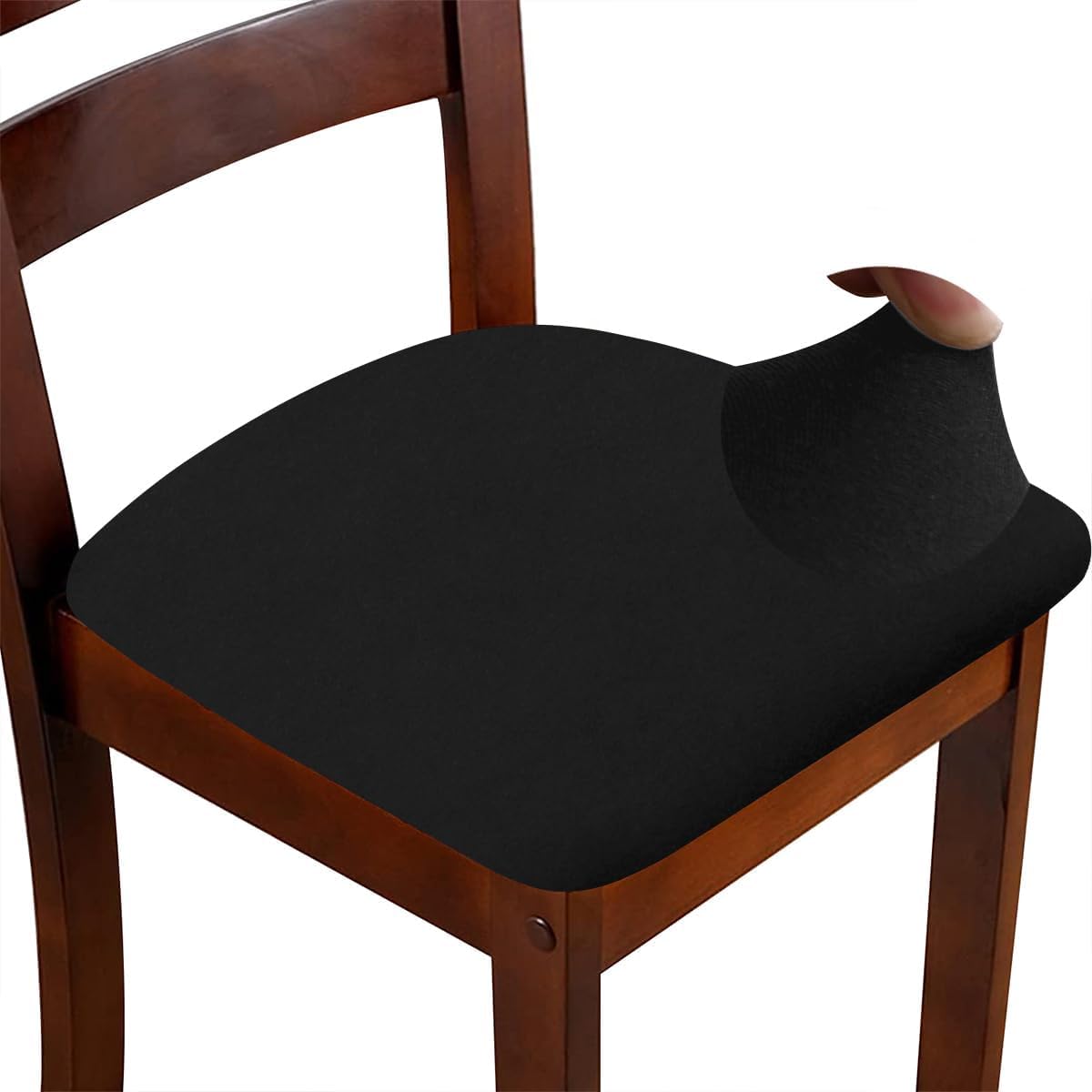 ZHILING Stretch black Chair Seat Covers for Dining Room Set of 4
