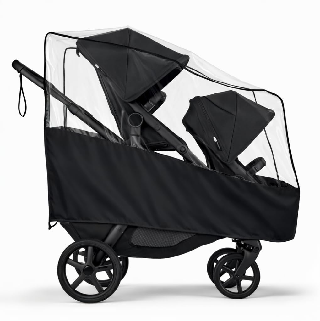 Rain Cover for the Bugaboo Kangaroo Double by SASHA'S (Stroller Not Included) - Weather Shield, Wind Cover