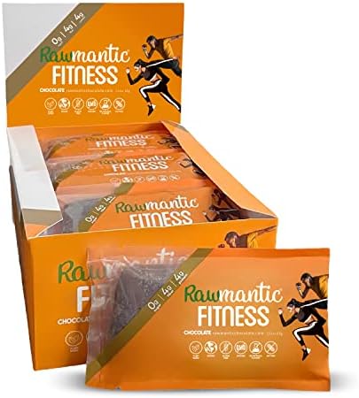 Rawmantic Fitness Organic Chocolate Vegan Energy Bars - 2.1 Oz (Pack of 12) - Chocolate Snack Bars - Dairy, Nut and Sugar Free Chocolate Energy Snacks - Non-GMO Vegan Bars