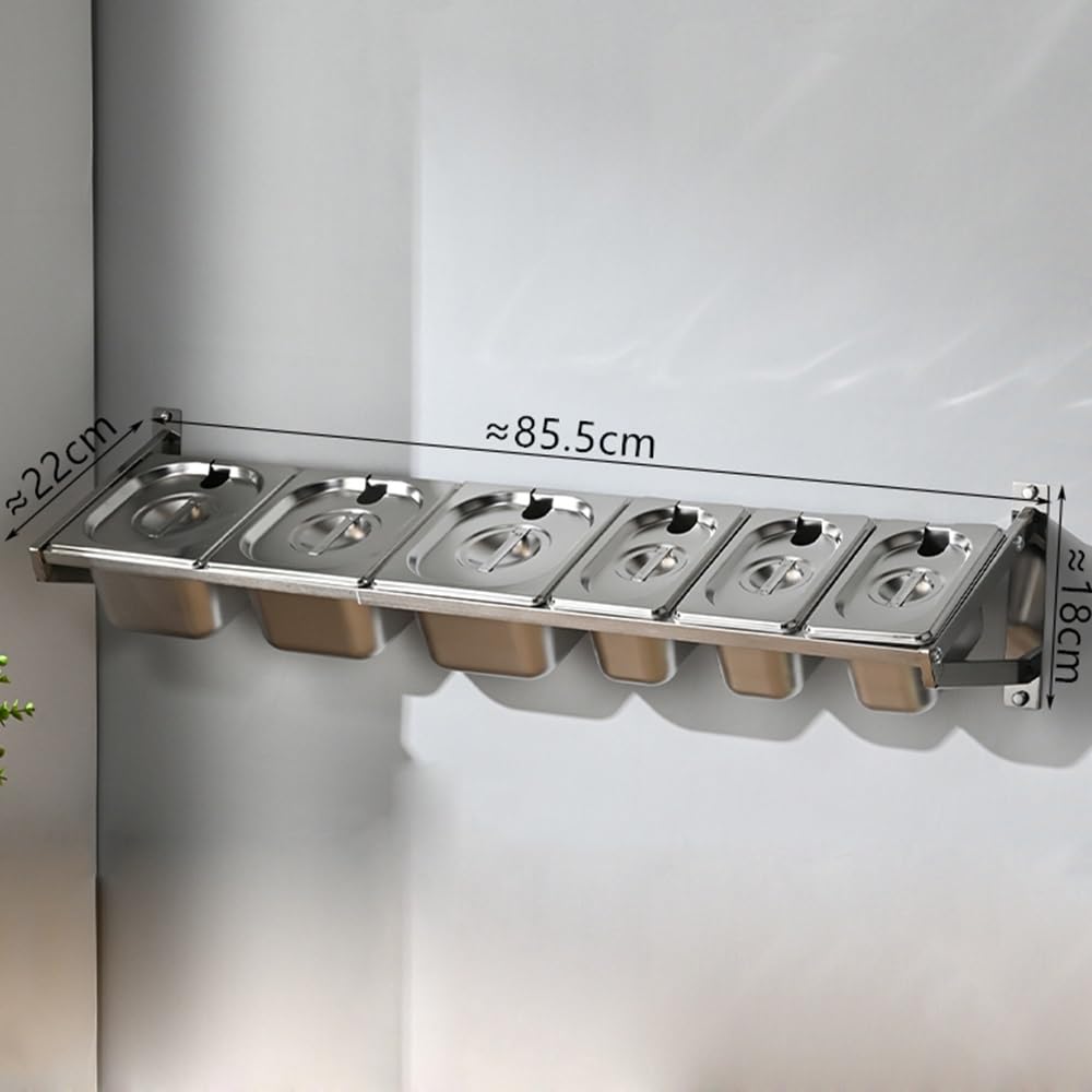 Estante De Pared De Acero Inoxidable con Compartimento Oculto Y Tapa De 10,2 Cm De Profundidad. Ideal para Condimentos Y Especias. Ahorra Espacio En La Cocina.,33.7X8.7X7IN-2PCS