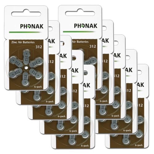 Phonak Mercury Free Size 312 Zinc Air Hearing Aid Batteries (60 Batteries)