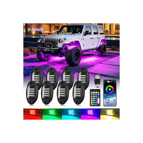 8Pods RGB LED Rock Lights Kit for Offroad Vehicles