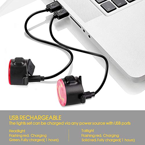 Te-Rich Bike Lights Front and Back, Rechargeable Bicycle Safety Lights, Commuting/Road Cycling LED Headlight and Taillight - Easy to Mount & Remove/6 Modes - Be Seen Bike Light Set for Kids Women Men - Thumbnail 5