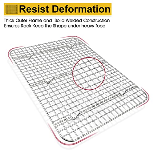 P&P Chef 15.3 Inch Baking Cooling Racks Set Of 2, Stainless Steel Wire Rack Cooking Rack For Roasting Meat Chicken, Grid Spacing For Even Bake, Oven & Dishwasher Safe, Heavy Duty #TOP3