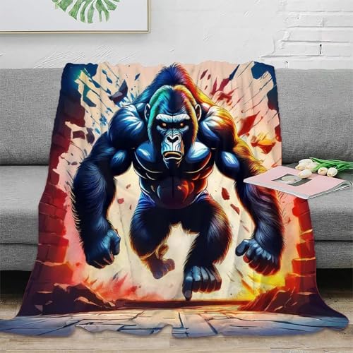 Couverture flanelle 3D Gorille légère jetable décoration lit enfant adulte douce - 3