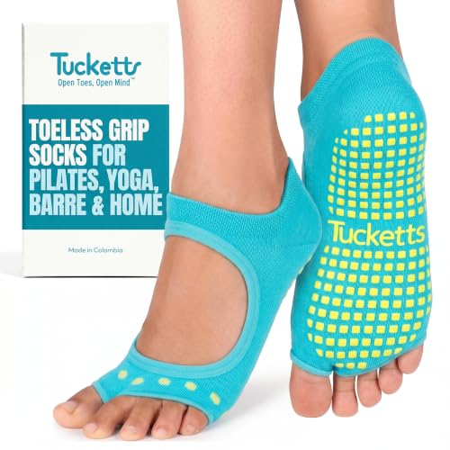 Image of Tucketts Allegro Toeless Pilates Socks with Grips for Women, Non-Slip Open-Toe Grip Socks, Yoga, Barre, Dance, Reformer, Home