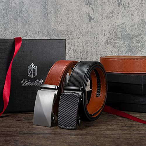 Image of Zitahli Leather Ratchet Belt for Men - 2 Pack Mens belt,Customizable Fit