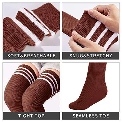 Image of Abodhu Womens Thigh High Socks, Over Knee Socks for Women, Striped Knit Long Tall Stockings, Cosplay Casual Socks