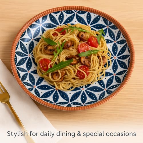 Image of YELONA Ceramic Plate Set of 2 | 8-Inch Honeycomb Design Porcelain Dinner Plates | Floral Petal Pattern | Microwave & Dishwasher Safe | 20 CM | Lead-Free Tableware