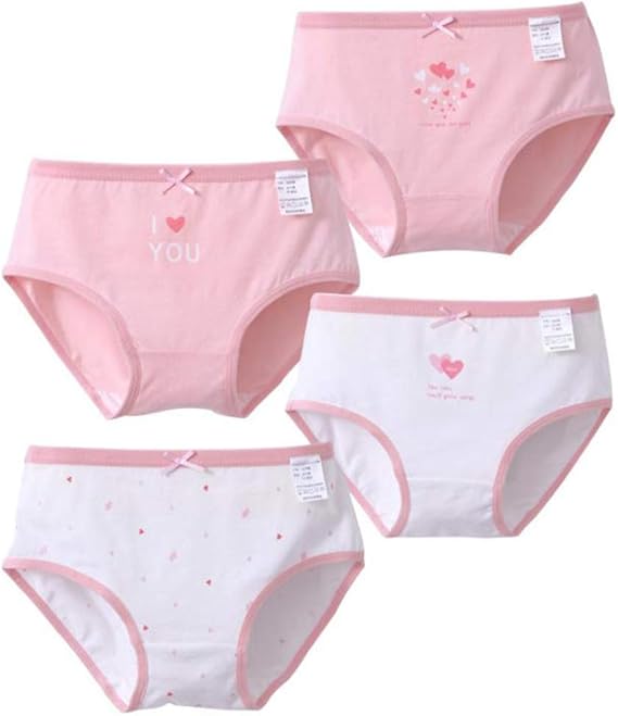 Amazon Ainial 下着 子供 女の子 ブリーフ パンツ ショーツ キッズ ガールズ 可愛い リボン付き 雲の柄 ハート柄 傘の柄 インナー 肌着 女児 コットン 柔らかい 通気 快適 ジュニア 4枚セット 90 170 ショーツ 通販