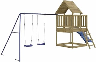 Spielturm mit Holzdach, Rutsche & Leiter