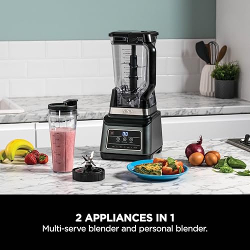 Ninja 2-in-1 Blender with 3 Automatic Programs; Blend, Max Blend, Crush, and 4 Manual Settings, 2.1L Jug & 700ml Cup, 1200W, Dishwasher Safe Parts, Auto-iQ, Black BN750UK - Image 2