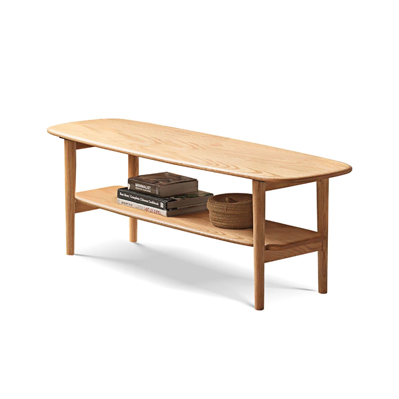 Amazon.com: Toderoy Oval Coffee Table with Storage, Oak Wood Coffee ...