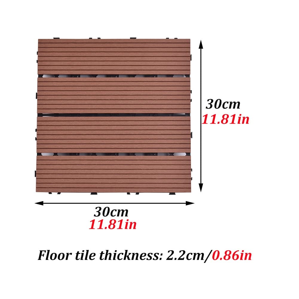 Baldosas de Madera Piso Entrelazado Impermeable De Madera De Plástico DIY, para Balcón, Jardín, Garaje, Baño, Azulejos De Cubierta, Resistente Al Agua Y Duradero para Todo Tipo De Clima
