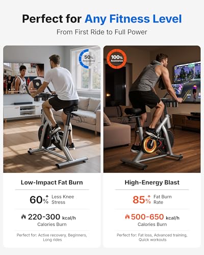 Image of MERACH Exercise Bike, Magnetic Friction Stationary Bike with Brake Pad and Exclusive App, Low Noise Indoor Cycling Bike with 300lbs Weight Capacity, Tablet Mount and Fitness Courses for Weight Loss