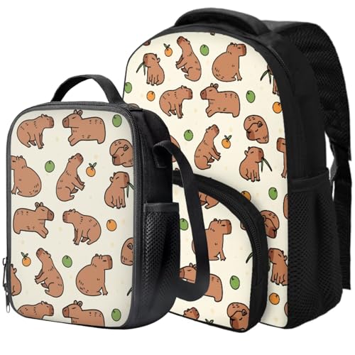 Cute Capybara Backpack for Girls Lightweight Toddler Backpack for Girls 12 Inch 2 in 1 Kawaii School Lunch Bag with Handle Kindergarten Diaper Bags4