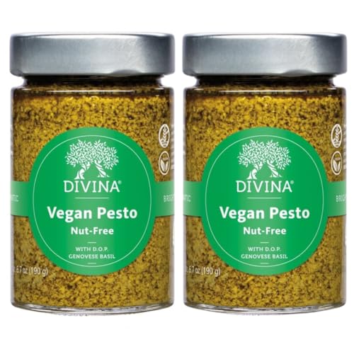 DIVINA Italian Vegan &amp; Nut Free Pesto, 6.7 oz (2-Pack)