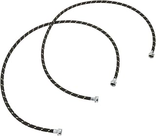 Whirlpool 8212487RP Genuine OEM Washer Fill Hoses, 5 Ft Black Nylon Braided Set of 2 w/ Brass Connectors