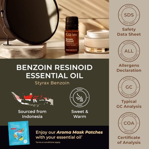 Image of 100% Pure Benzoin Resinoid Essential Oil - 0.34 Fl Oz - Benzoin Resinoid Oil for Hair, Skin, Diffuser, Aromatherapy & DIY Candle Making Scent