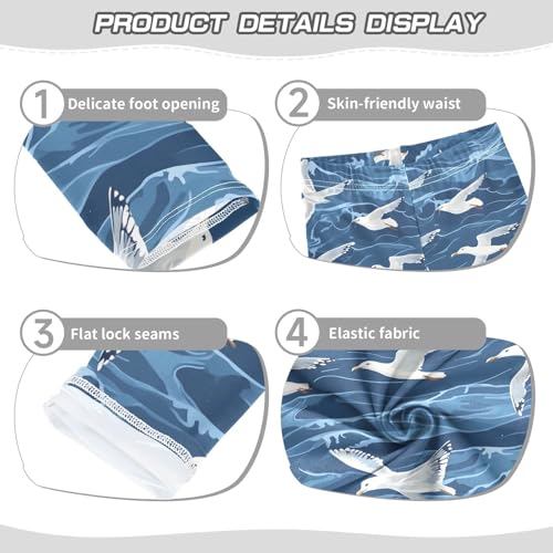 ALAZA Girls' Leggings Children's Yoga Pants Skinny Printed Dance Sea Waves Seagull Comfortable 4T2