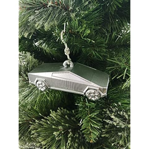 3D Cabin Tesla Cyber Truck Christmas Tree Bauble Silver Cover