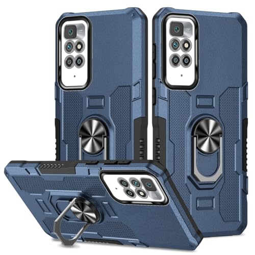 Coque Xiaomi Redmi 10 rigide anti-chute avec étui anneau support bleu amovible