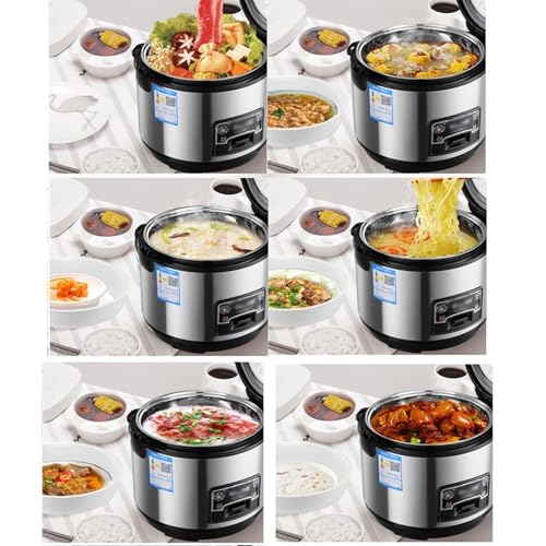 Arrocera con vaporera, capacidad de 2 a 6 litros, olla interior de acero inoxidable, ideal para cocinar arroz y cocinar verduras al vapor, aislamiento inteligente para un rendimiento óptimo