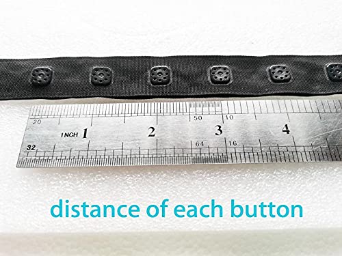 Sewing Snaps Tape With Plastic Press Buttons -3/10 Inch Diameter,Sewing Polyester Tape With White Round Shape Fastener Replacement Ribbon For Crafting Crafts Diy Cloth. (3 Y Black Square) #TOP2