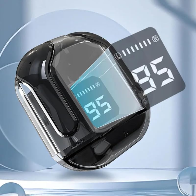 Image of AuFlex CY-T2 Crystal Transparent Wireless Earbuds Bluetooth 5.3 Air 31 Buds Charging Case Heavy Bass Stereo Earphones Noise Reduction Sports Headset (Black)