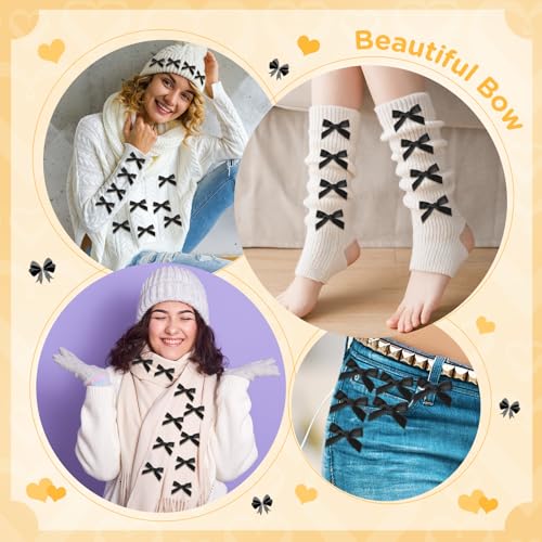 Image of 30PCS Black Ribbon Bow Charms for Junk Socks,1.37 Inch Mini Junk Socks Charms Brooch Pins for Shoes, Hats, Clothing Accessories, Y2K Coquette Brooch Pins for Women Teens