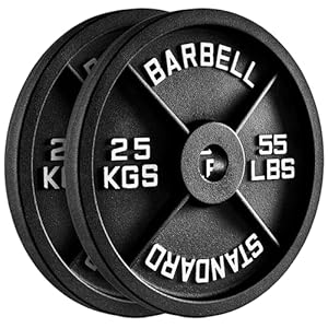 FK Sports Olympic Weight Plates, 2″ Cast Iron Weights, Barbell Plates 2.5kg, 5kg, 10kg, 15kg, 20kg, 25kg, Durable Weight Plates for Home Gym & Fitness, Weight Set, Sold in Pair