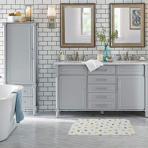 Tapis de bain antidérapant absorbant l'eau motif trèfle vert