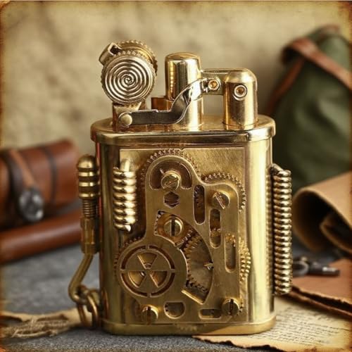 Encendedor antiguo de queroseno en forma de engranaje mecánico miniatura 4