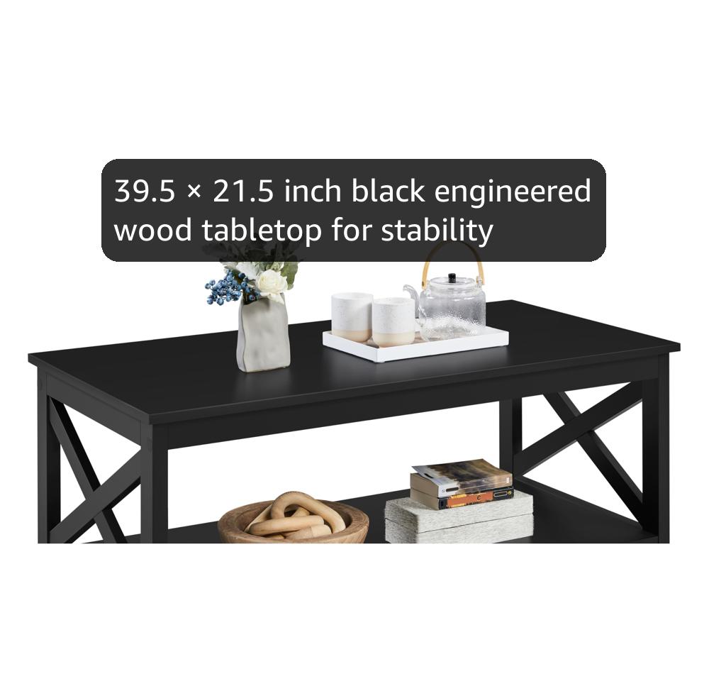 家具 CRITH COFFEE TABLE Amazon.com: Yaheetech Wood 2-Tier Black Coffee Table with Storage