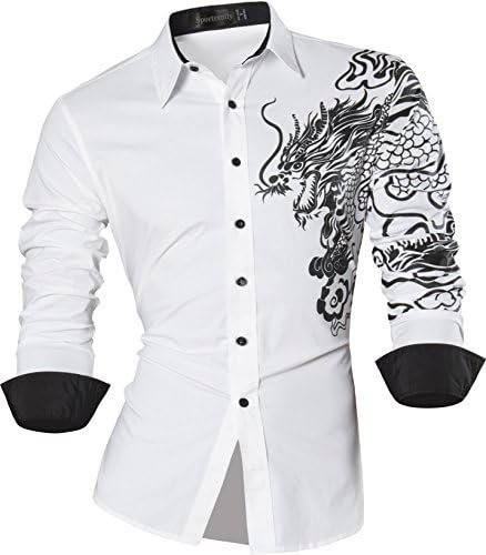 SportrendyMen's Casual Shirts Slim Button Down Long Sleeves Dress Shirts Tops JZS041