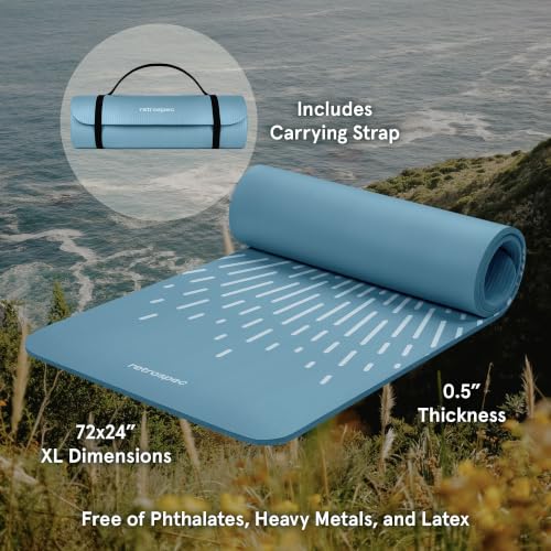 Retrospec Solana Yoga Mat Thick 1/2in Non-Slip Workout Mat with Nylon Strap - 72x24in Exercise Mat for Pilates, Stretching & Fitness - BPA Free, Easy Clean - Image 3