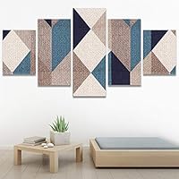 SIGNWIN 5 Panel Canvas Wall Art Modern Art Contemporary Dramatic Geometric Mixed Media Multicolor Patterns for Home Decorations Ready to Hang - 60