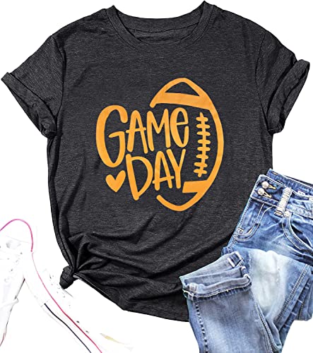 Game Day Football Shirt Women Football Season Tshirt Short Sleeve Sunday Graphic Tee Tops