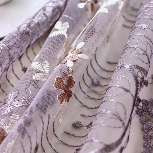 Nappe brodée fleurs napperon rectangulaire dentelle violette 130x100 cm pour décoration de table