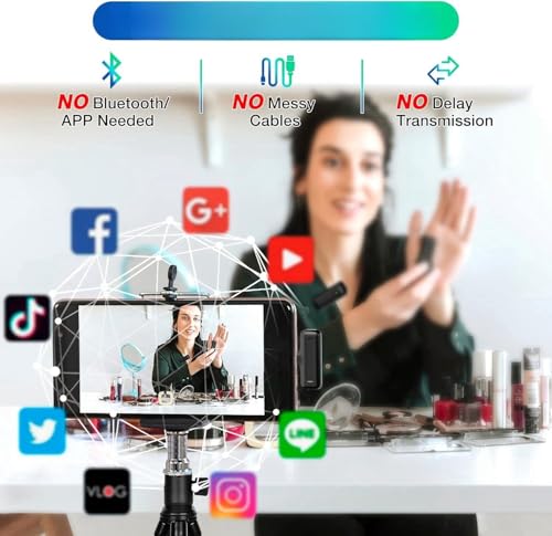 Image of Omnidirectional Wireless Lavalier Microphone for Android /iPhone 3 in 1 Collar Mic with USB-C & Lightning Plug | Rechargeable Wireless Mini Portable Bluetooth Speaker with Microphone (J-13 Black)
