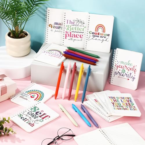 Image of Resurhang 12 Sets Mental Health Gifts for Women Men Journal with Pens Self Care Mini Spiral Notebooks Bulk Mental Health Awareness Items Inspirational Employee Coworkers Appreciation Thank You Gifts