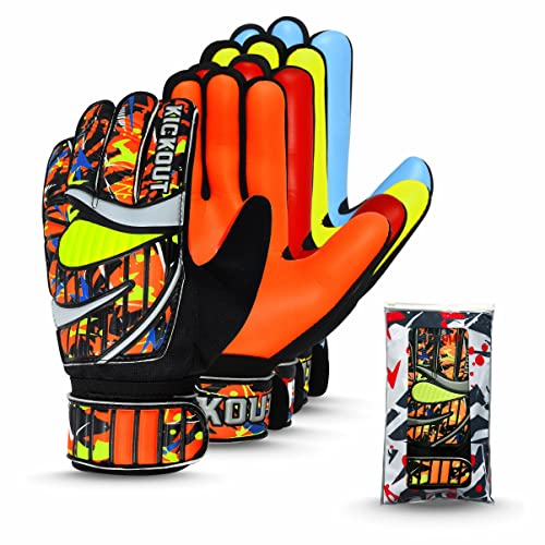 Kickout Premium Soccer Goalie Gloves | Funky Goalkeeper Gloves With 3Mm Latex For Super Grip & Protection | Adults, Kids, Boys Glove For Football Goalie #TOP22
