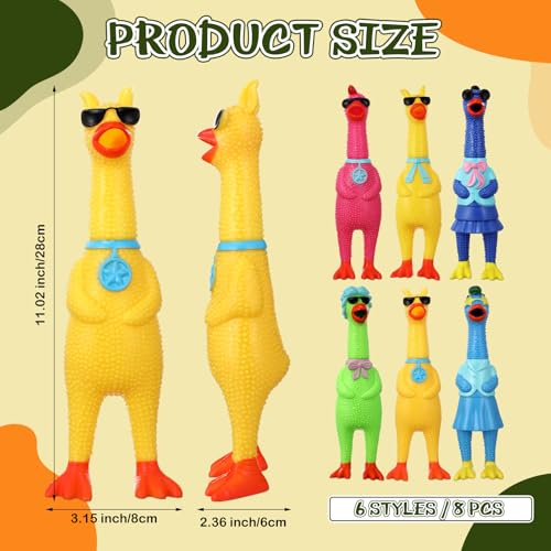 8 piezas de Juguetes de Goma Pollito Chillon para Perros 11 pulg. miniatura 3