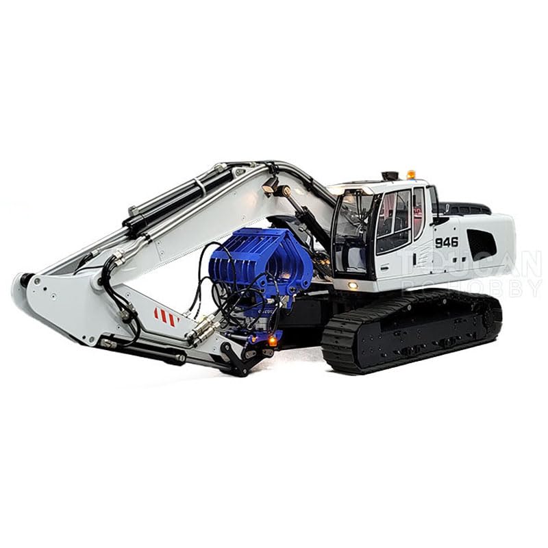 Excavadoras hidráulicas de metal RC 1:14 946 excavadoras de orugas, vehículos de construcción, multiaccesorios, cubo de agarre hidráulico, cubo de agarre para equipo pesado RC modelo de grado