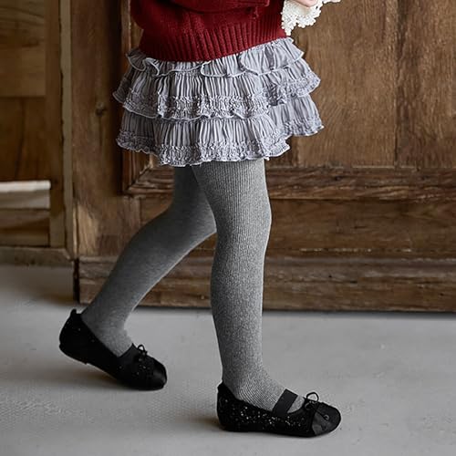 Tights for Girls Rib Knit Warm Footed Pantyhose Ashy, 4-6 Years - image 4