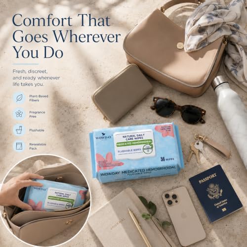 Image of Flushable Hemorrhoid Wipes | Medicated Witch Hazel Wipes Ph Balanced | 240 Count Natural Fragrance Free Adult Hemorrhoids Witch Hazel Wipe for Butt Itch