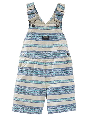 Image of OSHKOSH B'GOSH Boys Blue Striped Shortall with Front Pocket, 3 Months, Blue Stripe