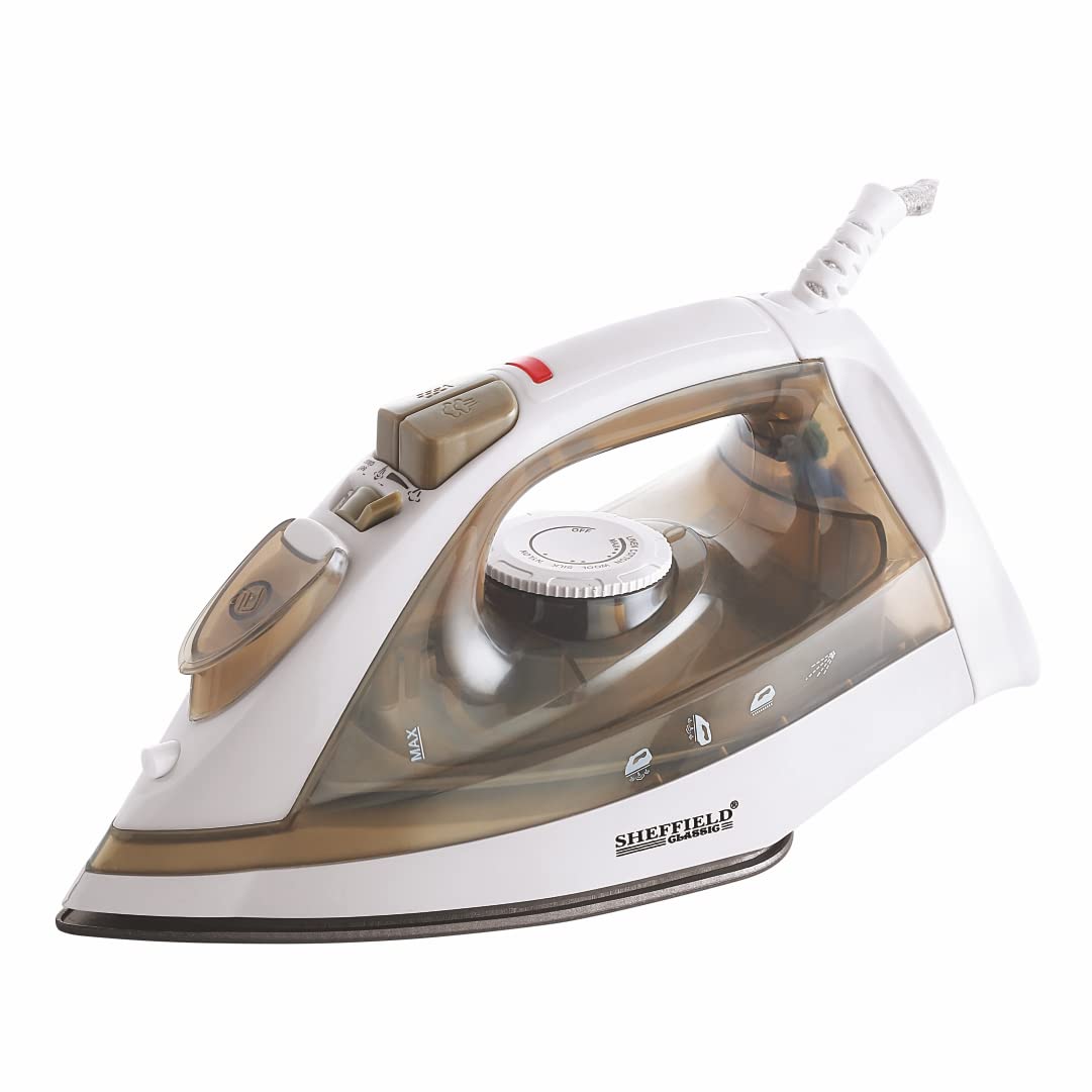 Sheffield Classic Steam Iron 1600W – Non-Stick Plate, 210ml Water Tank, Powerful Steam, Vertical & Dry Ironing, Fine Mist Spray, Overheat Protection, Ideal for Home & Laundry | Safe & Durable Press